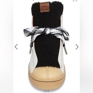 Coach Colorblock High-Top Platform Sneaker with Fur White/black